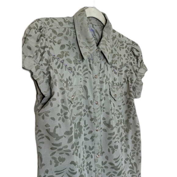 Twenty X Size S Western Shirt Button Down Pearl Snap Cowgirl Green Purple - Picture 2 of 9